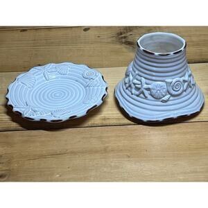 Yankee Candle Shade topper & Plate Set. Shells. Starfish. beach. Nautical